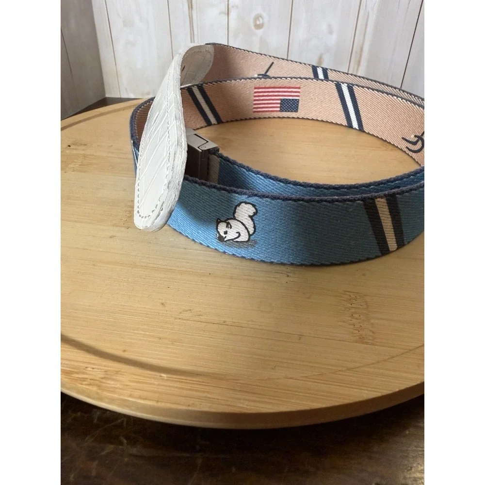 Doc Murphy 2 in 1 Belt Mens XL American Flag Light Blue Stripe Canvas Golf 39-46